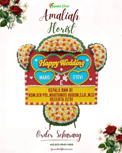 Karangan Papan Bunga Pernikahan di Waihaong
